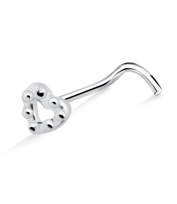 Balls Heart Shaped Silver Curved Nose Stud NSKB-1011